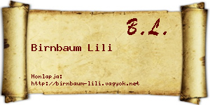 Birnbaum Lili névjegykártya